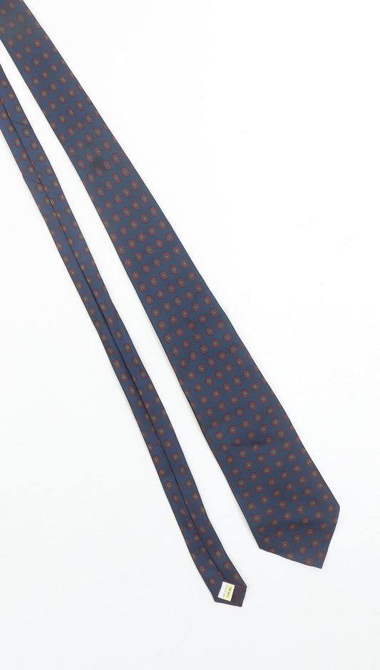 Mens Marks and Spencer Blue Geometric 100% Silk Pointed Tie