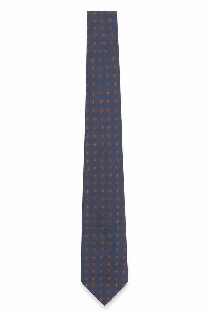 Mens Marks and Spencer Blue Geometric 100% Silk Pointed Tie