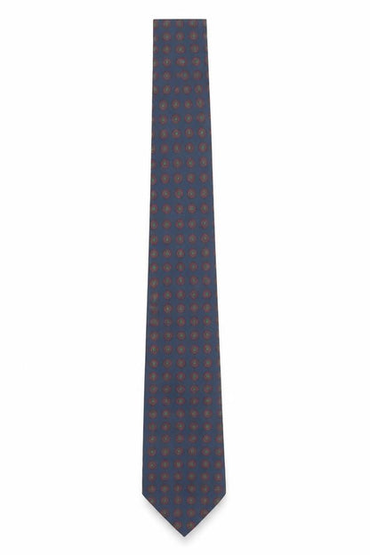 Mens Marks and Spencer Blue Geometric 100% Silk Pointed Tie