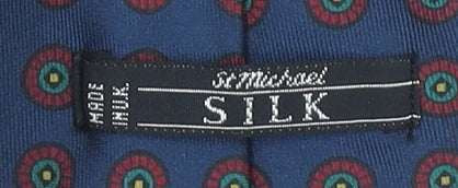 Mens Marks and Spencer Blue Geometric 100% Silk Pointed Tie
