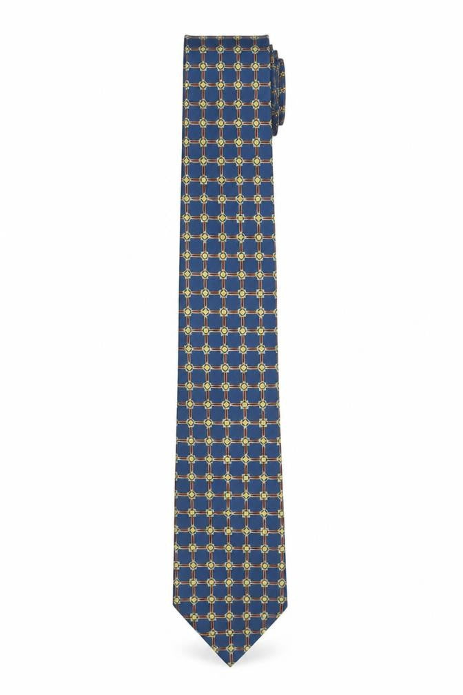 Mens Angelo Bosani Blue Geometric 100% Silk Pointed Tie