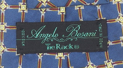 Angelo Bosani Men's Blue Geometric Silk Tie Made in Italy One Size