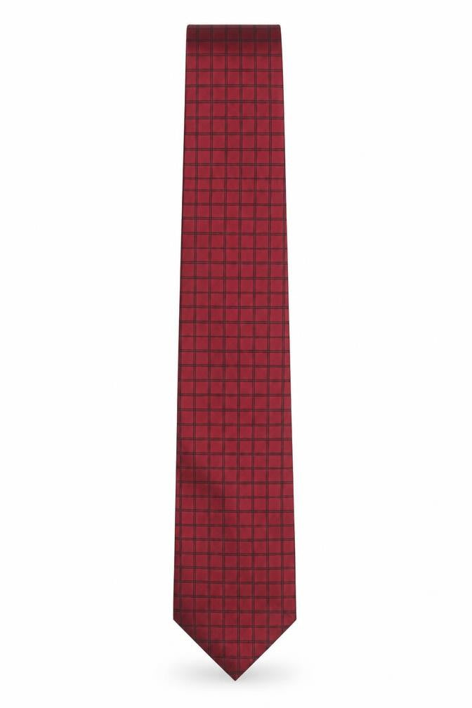 Mens Tie Rack Red Plaids & Checks 100% Silk Pointed Tie