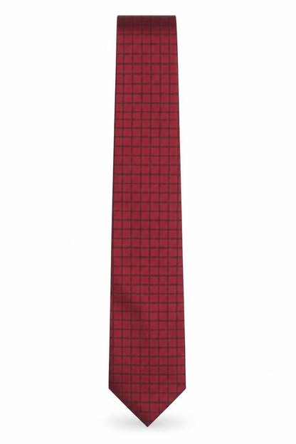 Mens Tie Rack Red Plaids & Checks 100% Silk Pointed Tie