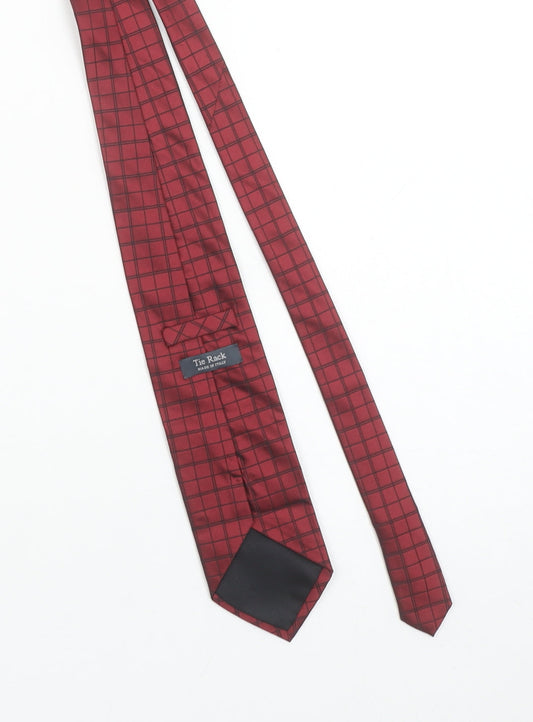 Mens Tie Rack Red Plaids & Checks 100% Silk Pointed Tie