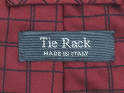 Mens Tie Rack Red Plaids & Checks 100% Silk Pointed Tie
