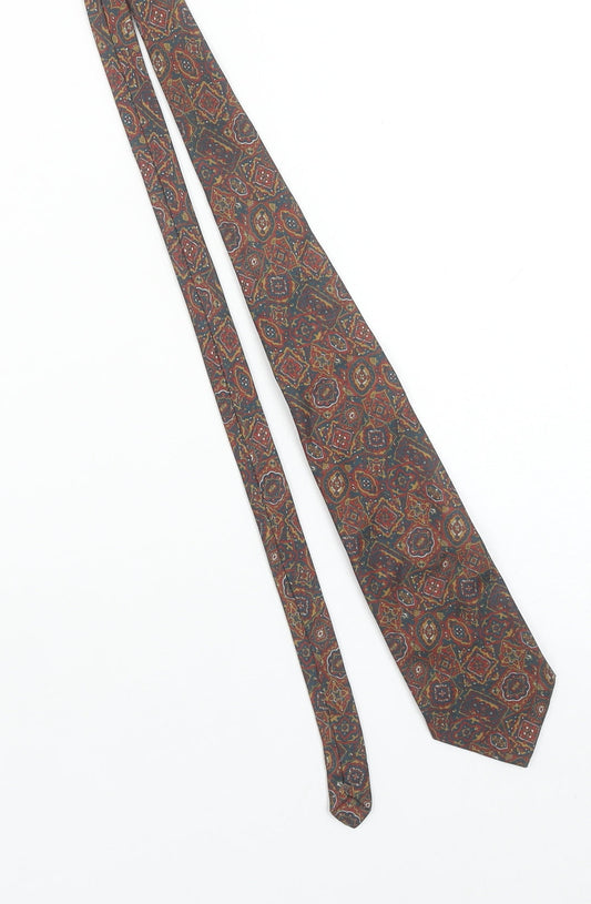 Mens Çağrı Multicoloured Geometric 100% Silk Slim Tie
