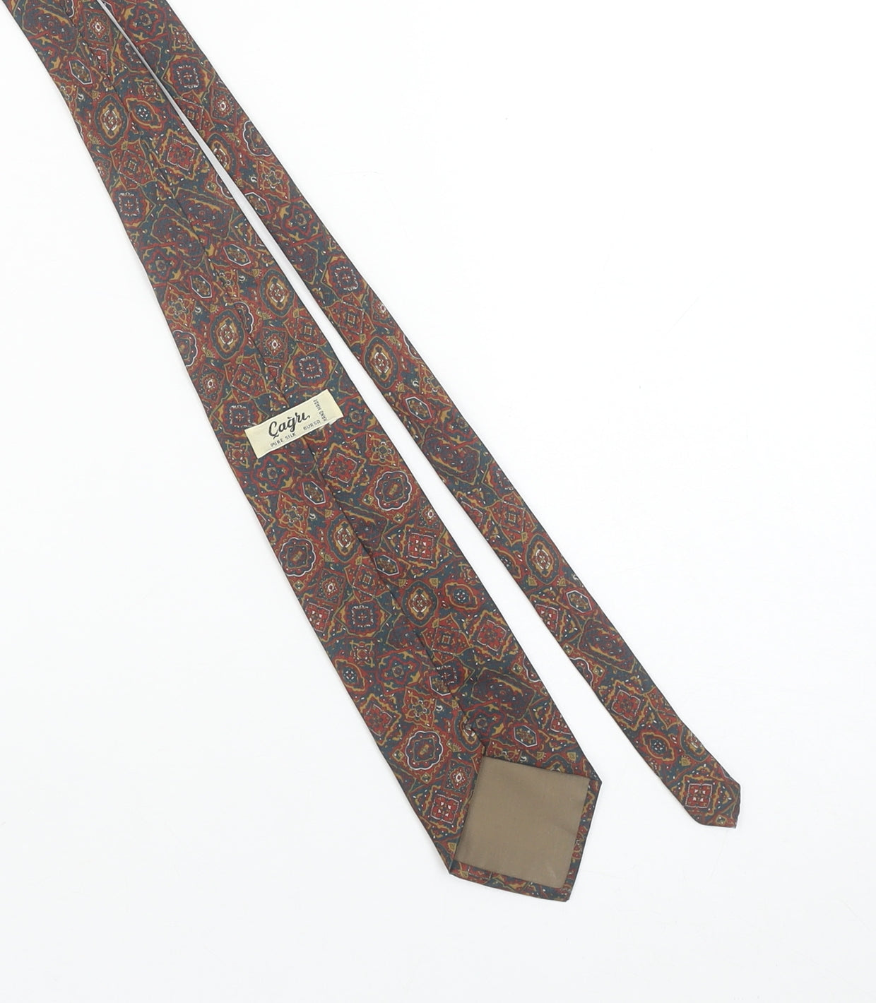 Mens Çağrı Multicoloured Geometric 100% Silk Slim Tie