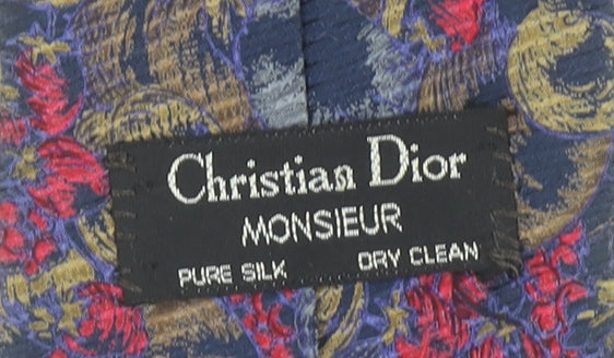 Christian Dior Monsieur Men Blue Floral Pure Silk Tie