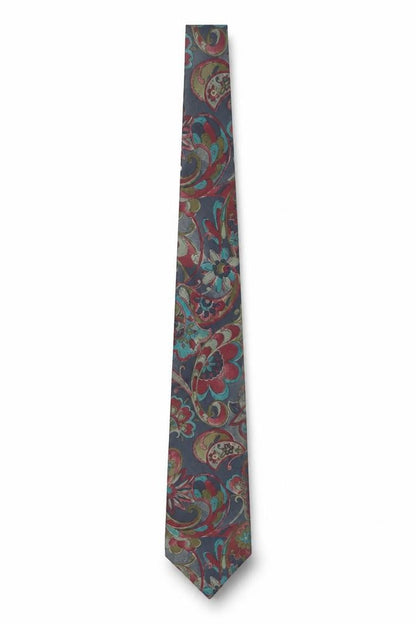 Mens Ambiance Multicoloured Paisley 100% Silk Slim Tie