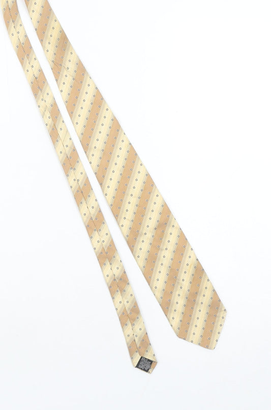 Mens Stratford Tie Rack Beige Striped 100% Silk Designer Tie