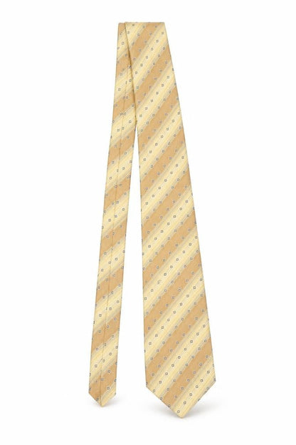 Mens Stratford Tie Rack Beige Striped 100% Silk Designer Tie