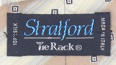 Mens Stratford Tie Rack Beige Striped 100% Silk Designer Tie