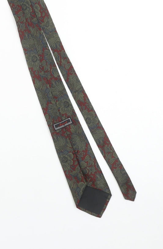 Ascot Men's Red Floral Silk Tie - Elegant Vintage Style