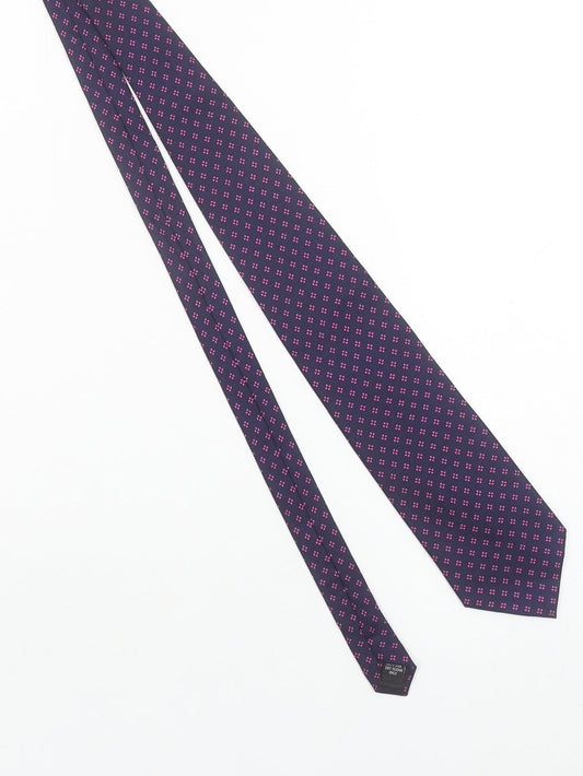 Mens Classic Alders Blue Geometric 100% Silk Designer Tie