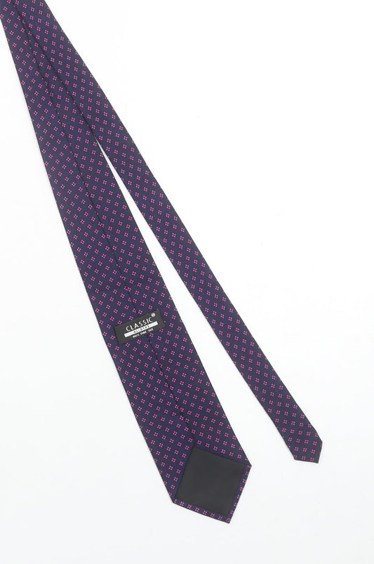 Mens Classic Alders Blue Geometric 100% Silk Designer Tie