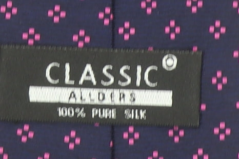 Mens Classic Alders Blue Geometric 100% Silk Designer Tie