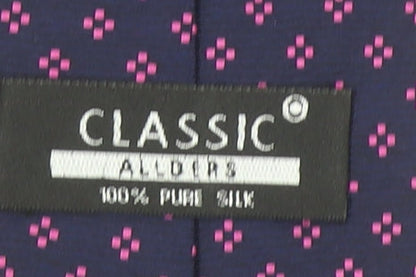 Mens Classic Alders Blue Geometric 100% Silk Designer Tie