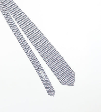 Mens Marco Laurenti Blue Striped 100% Silk Pointed Tie