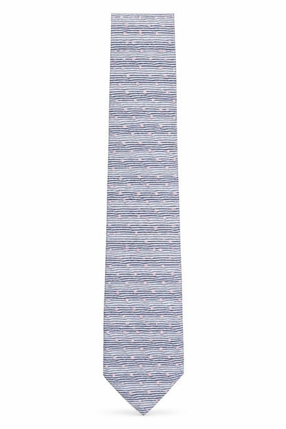 Mens Marco Laurenti Blue Striped 100% Silk Pointed Tie