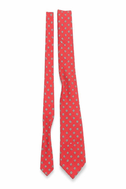 Leonardo Strelli Men's Red Geometric Silk Designer Tie
