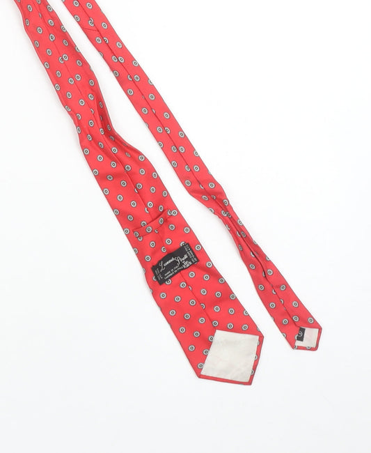 Leonardo Strelli Men's Red Geometric Silk Designer Tie