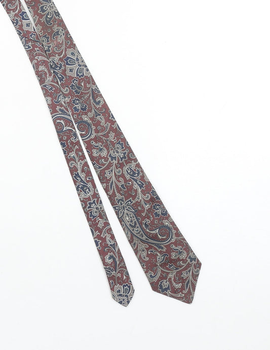 Mens Marks and Spencer Red Paisley 100% Silk Designer Tie