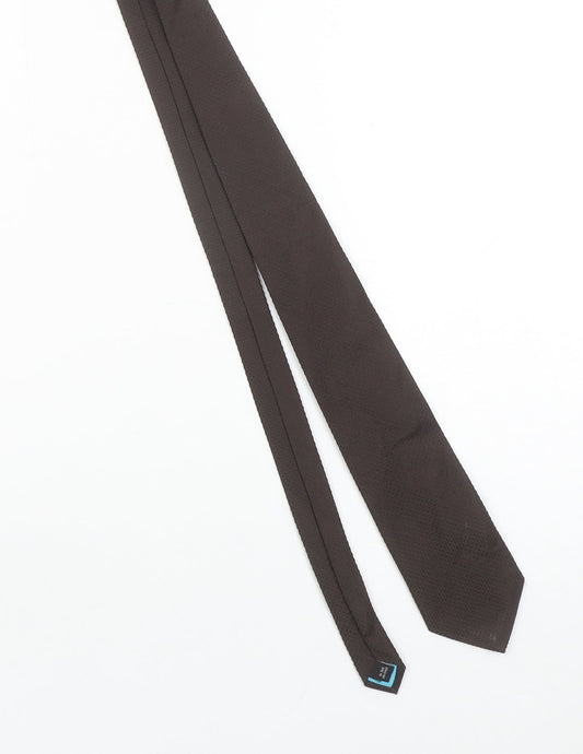 Ted Baker Men Brown Slim Silk Tie Knotted Design 176cm