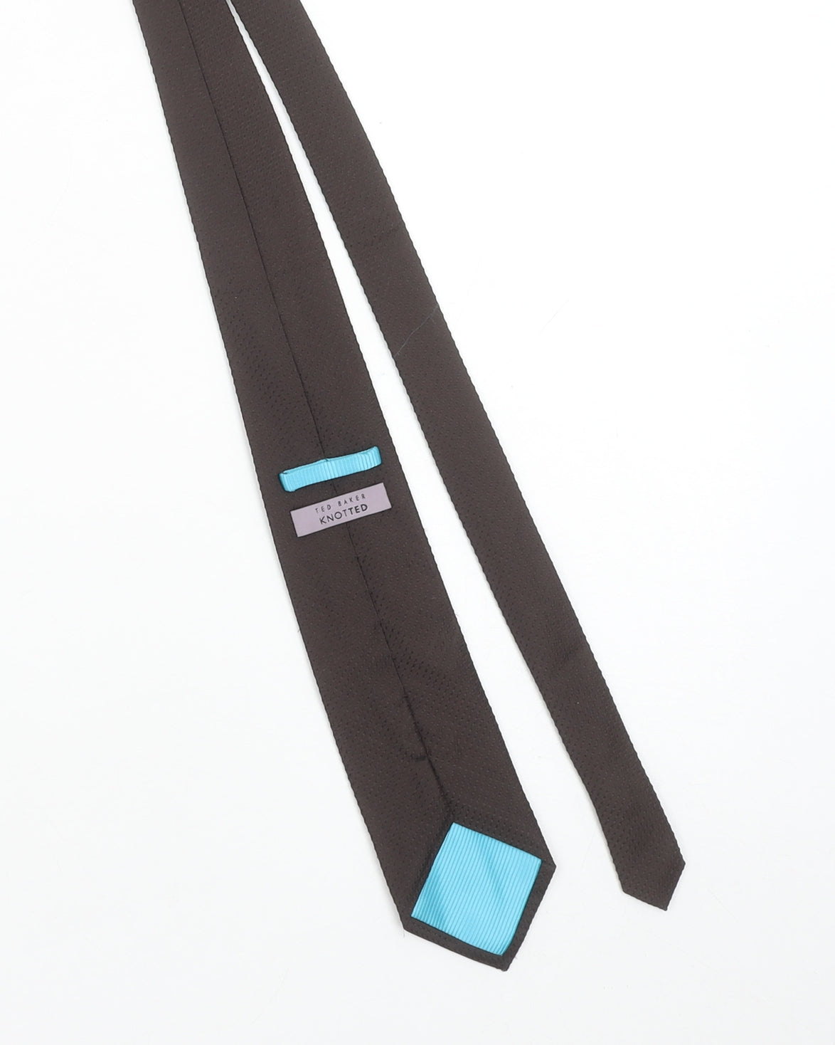 Ted Baker Men Brown Slim Silk Tie Knotted Design 176cm