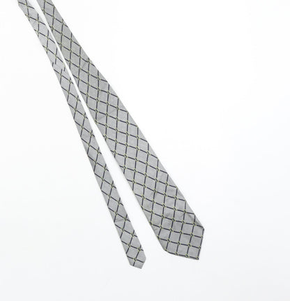 Mens Silkworm London Grey Geometric 100% Silk Slim Tie