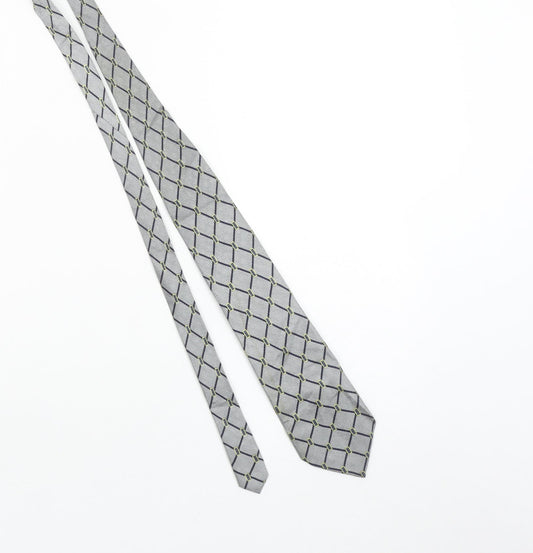 Mens Silkworm London Grey Geometric 100% Silk Slim Tie