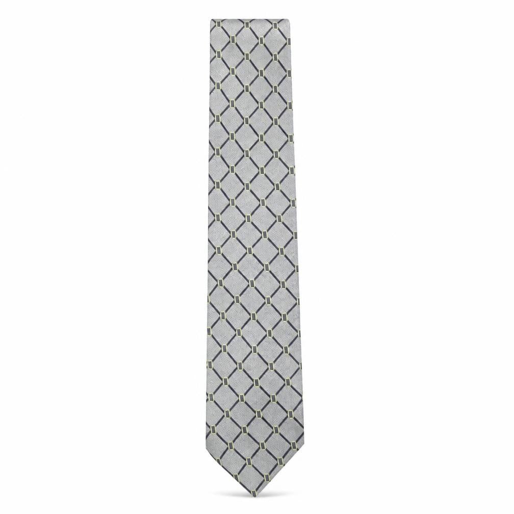 Mens Silkworm London Grey Geometric 100% Silk Slim Tie