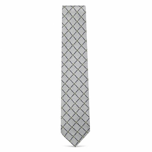 Mens Silkworm London Grey Geometric 100% Silk Slim Tie
