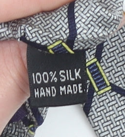 Mens Silkworm London Grey Geometric 100% Silk Slim Tie