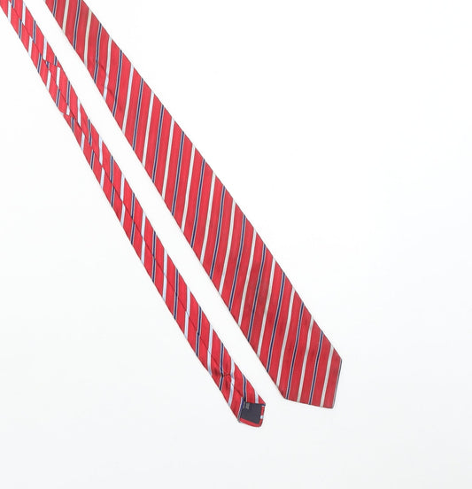 H. Frogg Red Striped Silk Blend Tie Men’s One Size Classic Jermyn St London