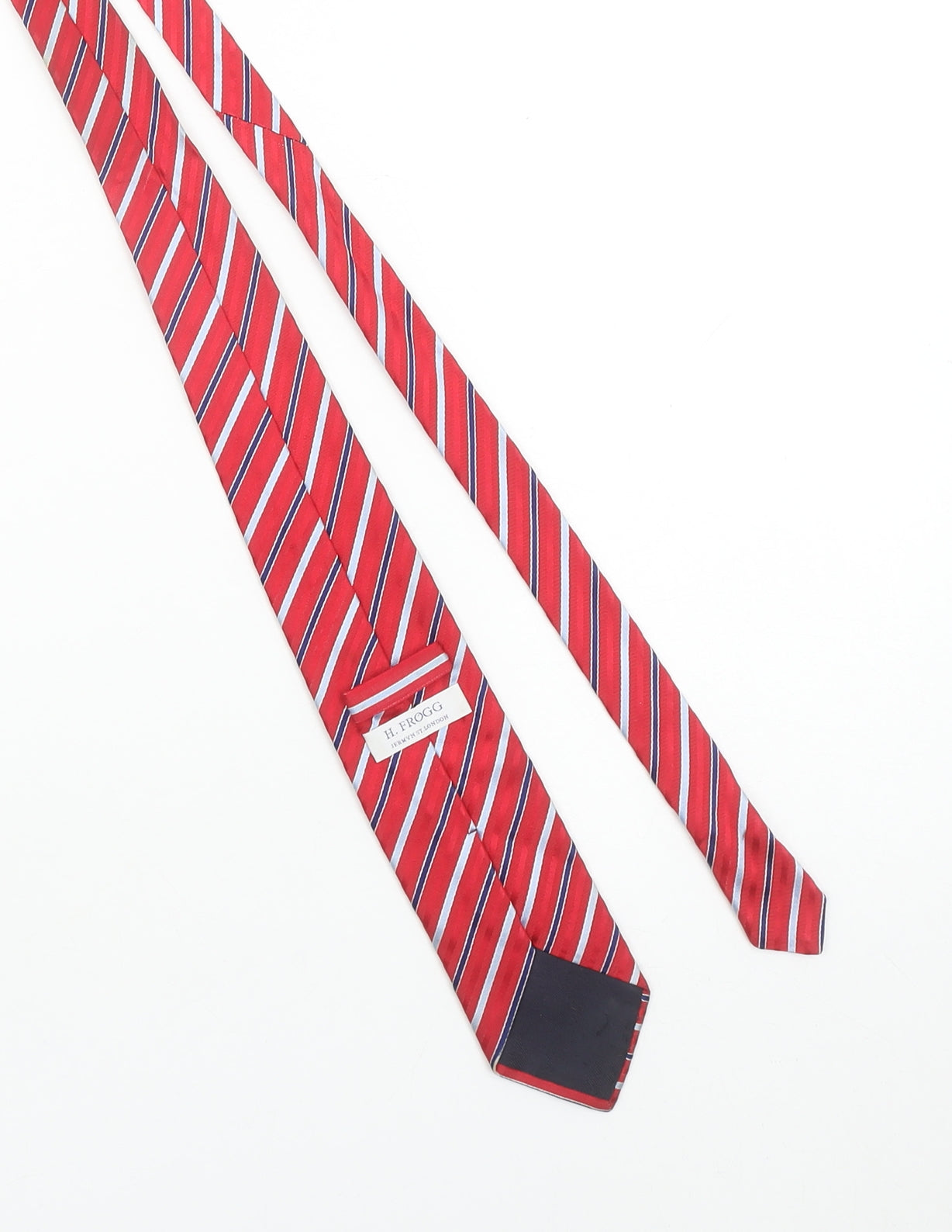H. Frogg Red Striped Silk Blend Tie Men’s One Size Classic Jermyn St London