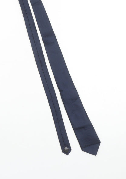 Marks and Spencer Mens Blue Slim Silk Tie Autograph Woven