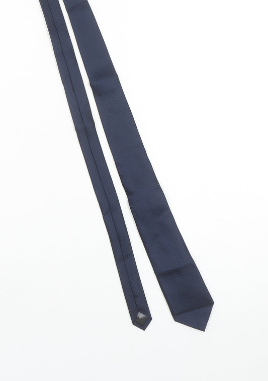 Marks and Spencer Mens Blue Slim Silk Tie Autograph Woven