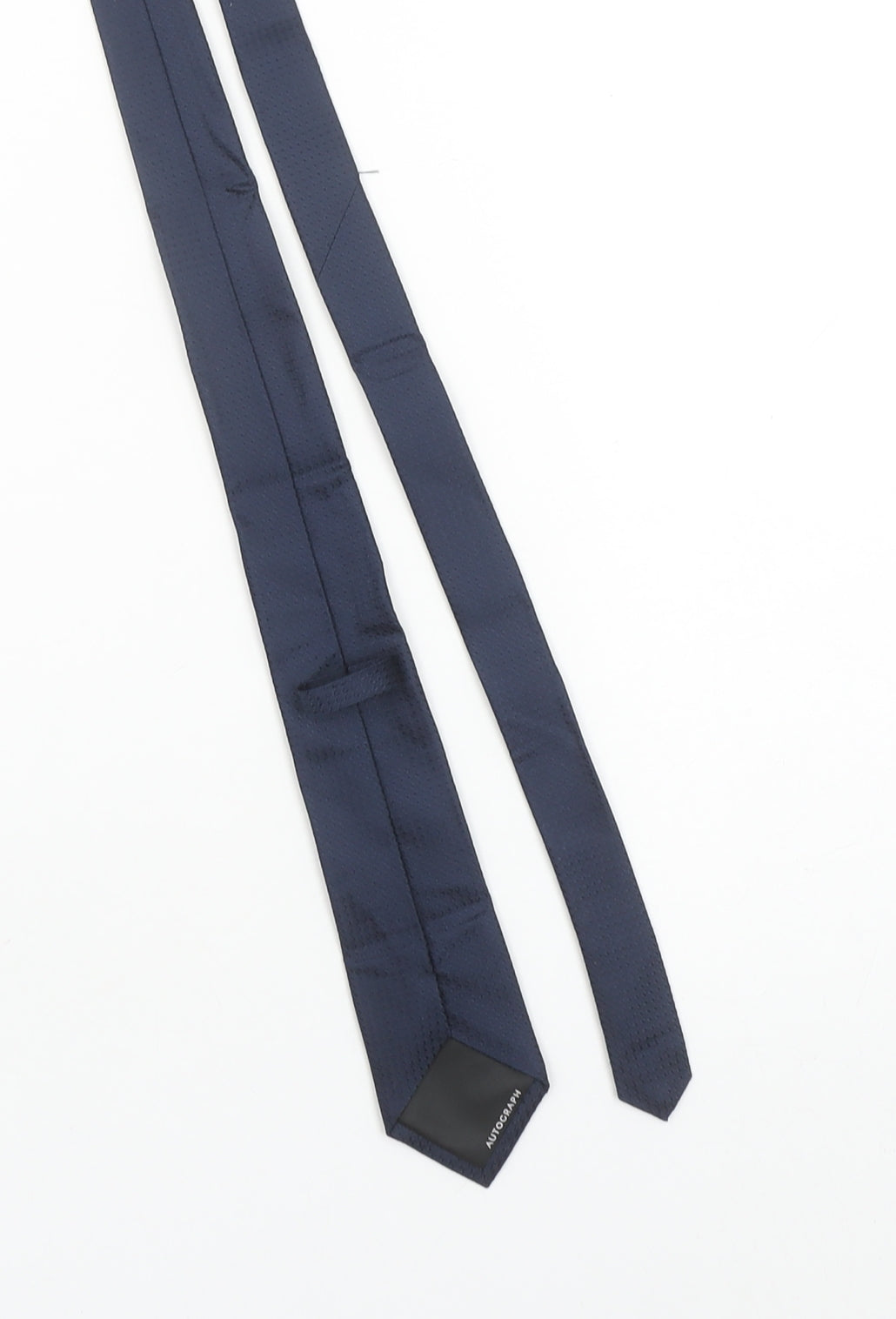 Marks and Spencer Mens Blue Slim Silk Tie Autograph Woven