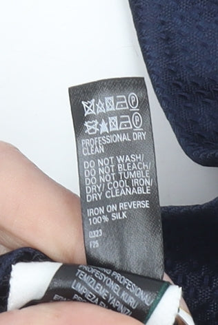 Marks and Spencer Mens Blue Slim Silk Tie Autograph Woven