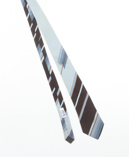 Mens Lanvin Blue Striped 100% Silk Designer Tie