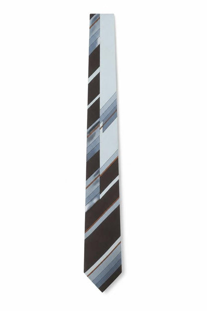 Mens Lanvin Blue Striped 100% Silk Designer Tie