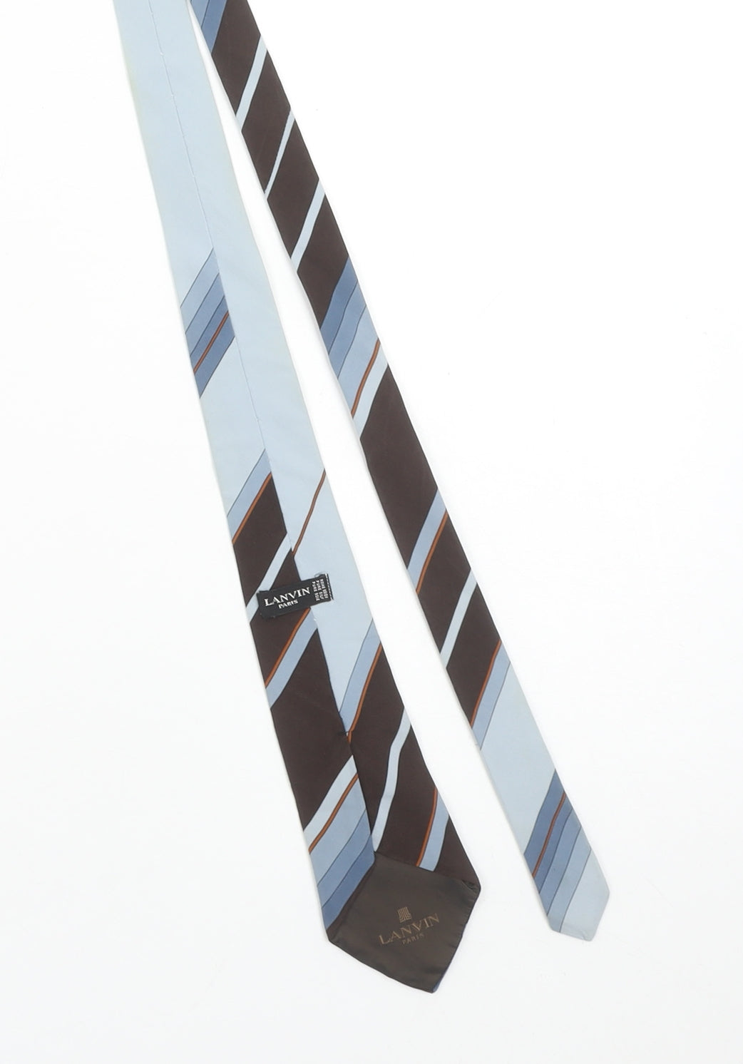 Mens Lanvin Blue Striped 100% Silk Designer Tie