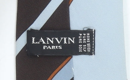 Mens Lanvin Blue Striped 100% Silk Designer Tie