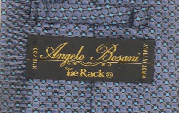 Angelo Bosani Men's Blue Geometric Silk Designer Tie One Size