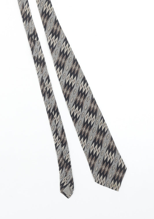 Mens Altea Grey Geometric 100% Silk Designer Tie