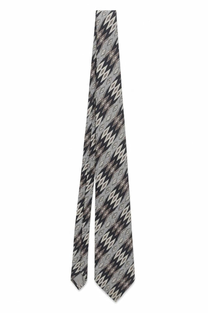 Mens Altea Grey Geometric 100% Silk Designer Tie
