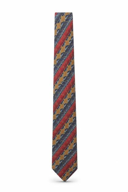 Mens Marks and Spencer Multicoloured Striped 100% Silk Designer Tie