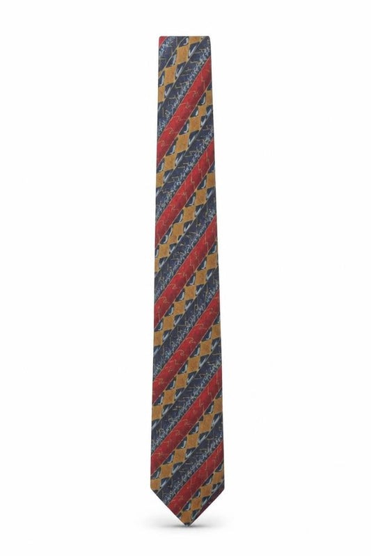 Mens Marks and Spencer Multicoloured Striped 100% Silk Designer Tie