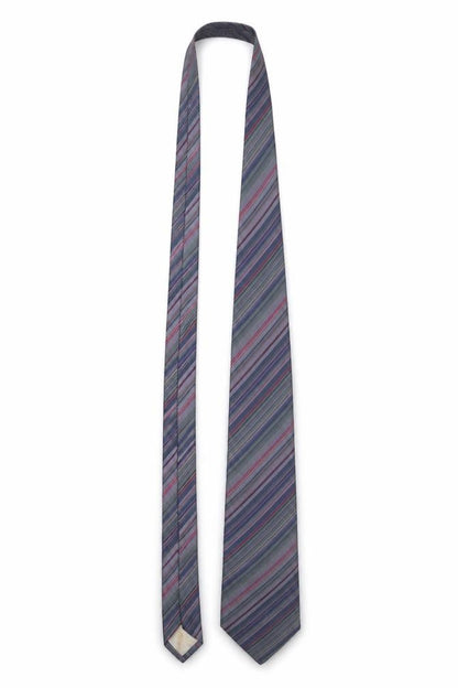 Mens Francesco Smalto Blue Striped 100% Silk Designer Tie
